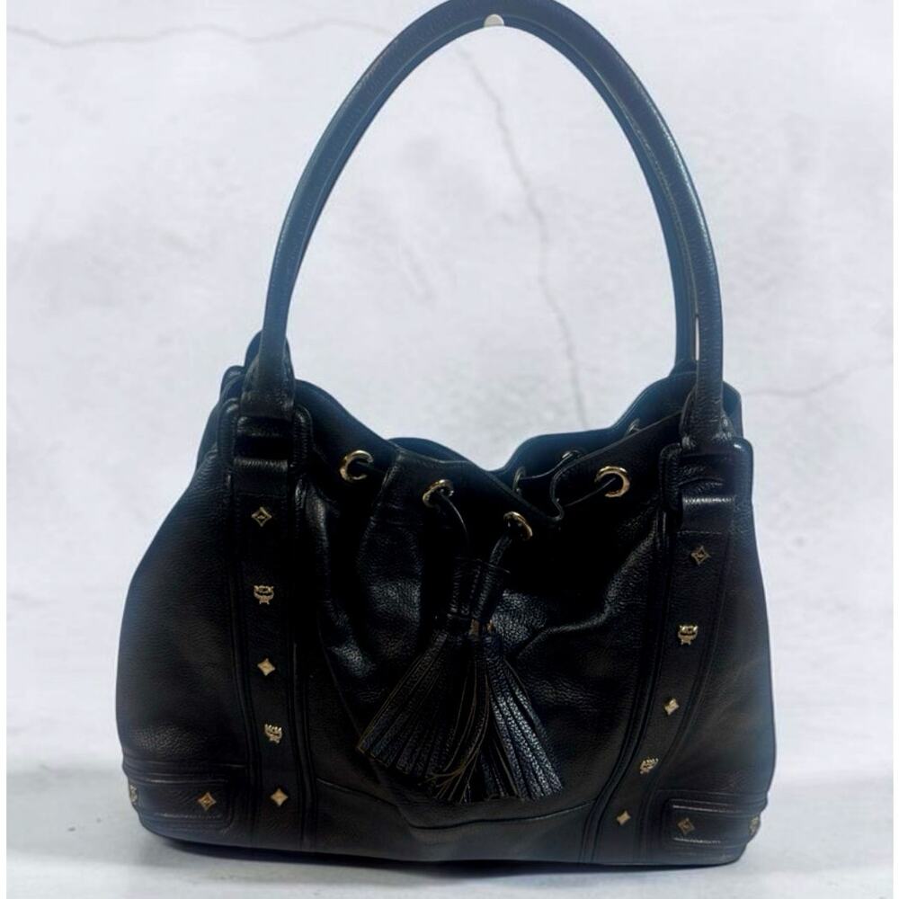 MCM Black Leather Hobo Bag with Tassel – Very Good Condition + Insert